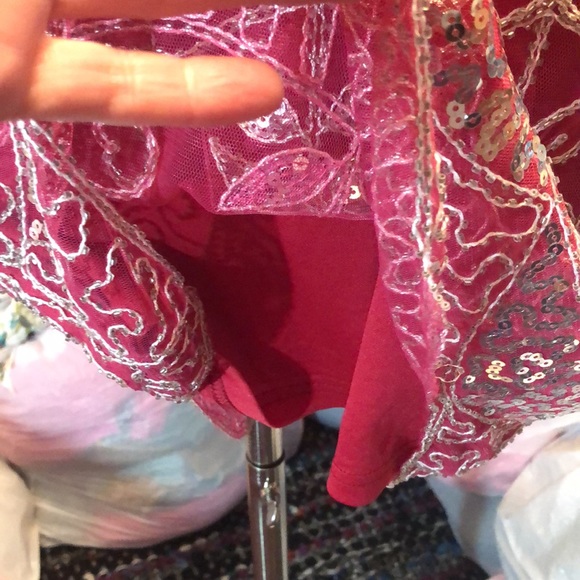 Stunning Sequin & Beaded Pink Dress with Lace. New with tags!  Size Large - Picture 6 of 17
